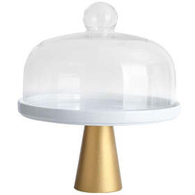 Soporte para torta dorado con tapa x 25 cm